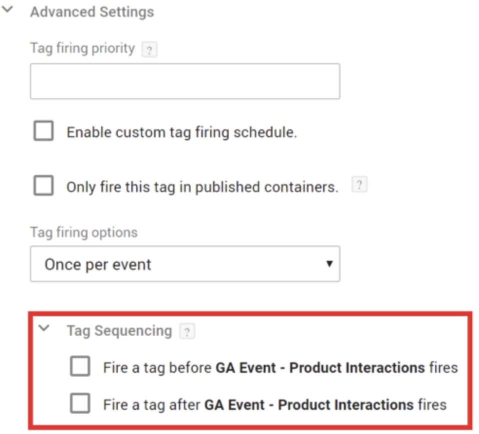 Tag Manager Advanced Settings