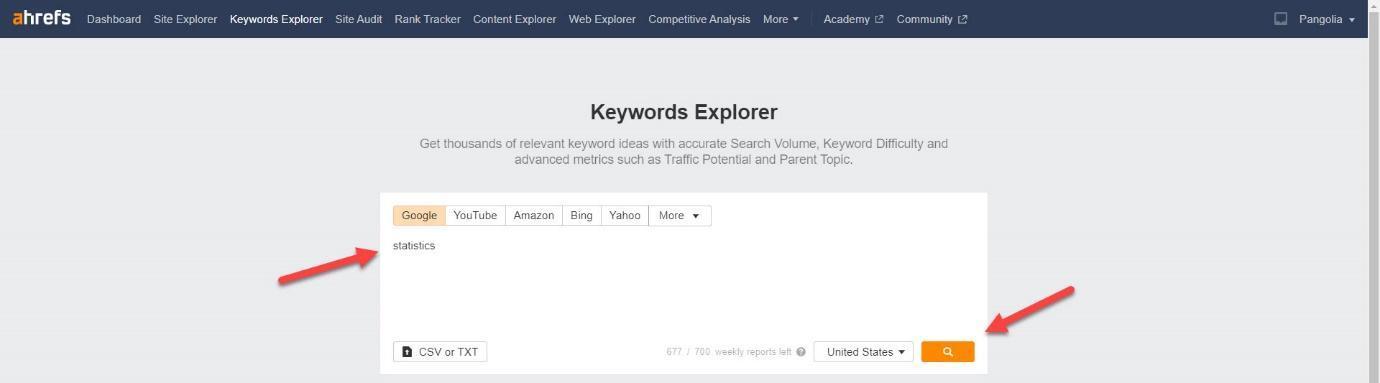 Arhef keyword explorer