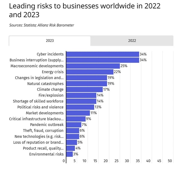 Cybercrime biggest risk to businesses in 2023