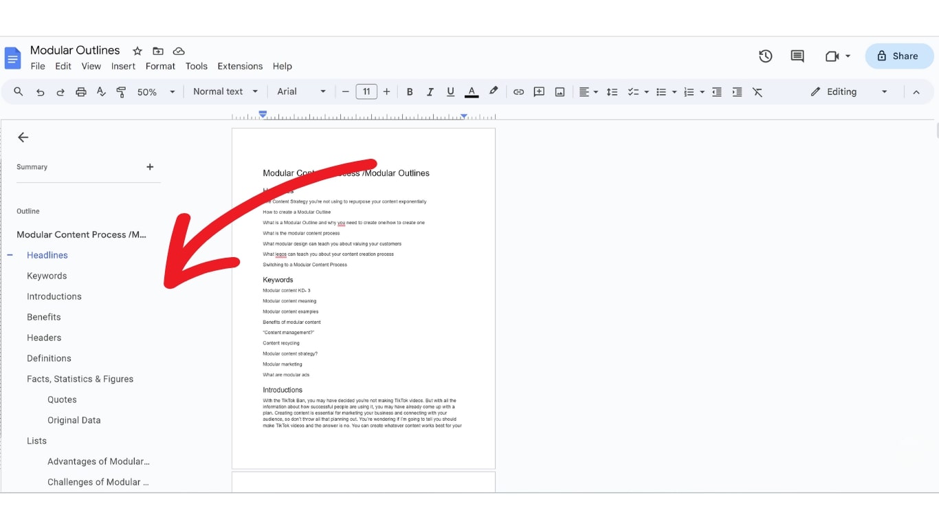 Outline from Google Docs