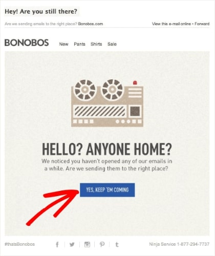 Reengagement email from Bonobos